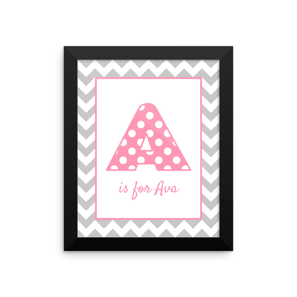 A is for Ava pink & grey wall art