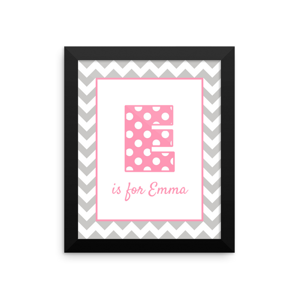 E is for Emma pink & grey wall art
