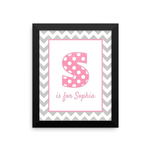 S is for Sophia pink & grey wall art