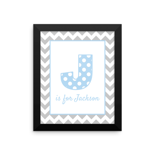 J is for Jackson blue & grey wall art