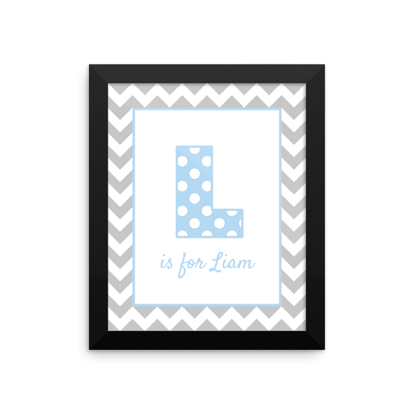 L is for Liam blue & grey wall art