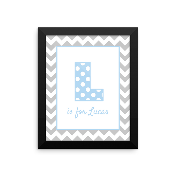 L is for Lucas blue & grey wall art